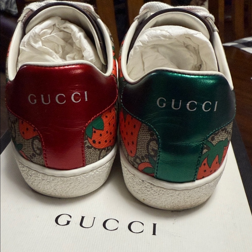 Gucci Strawberry Print Sneakers - Red, Green, White - Picture 4 of 6